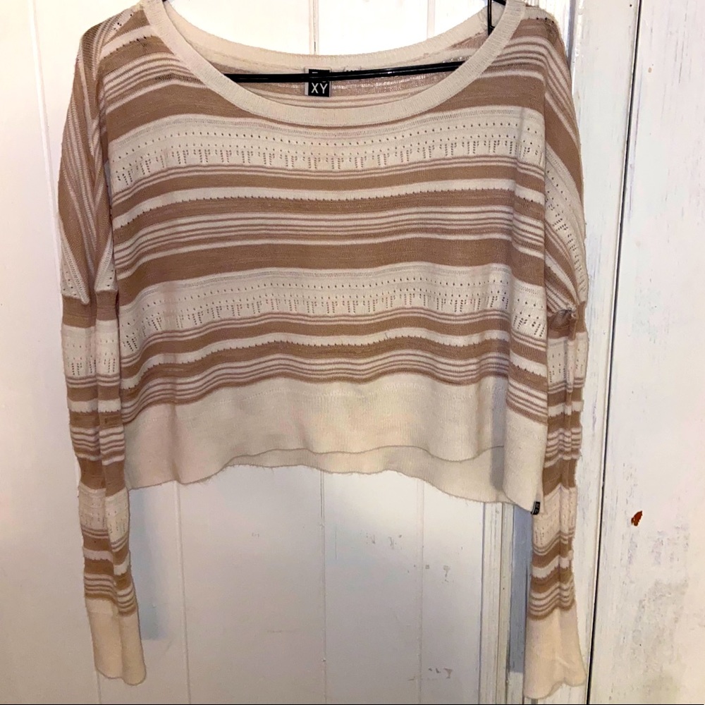 Tan and Cream Striped Sweater